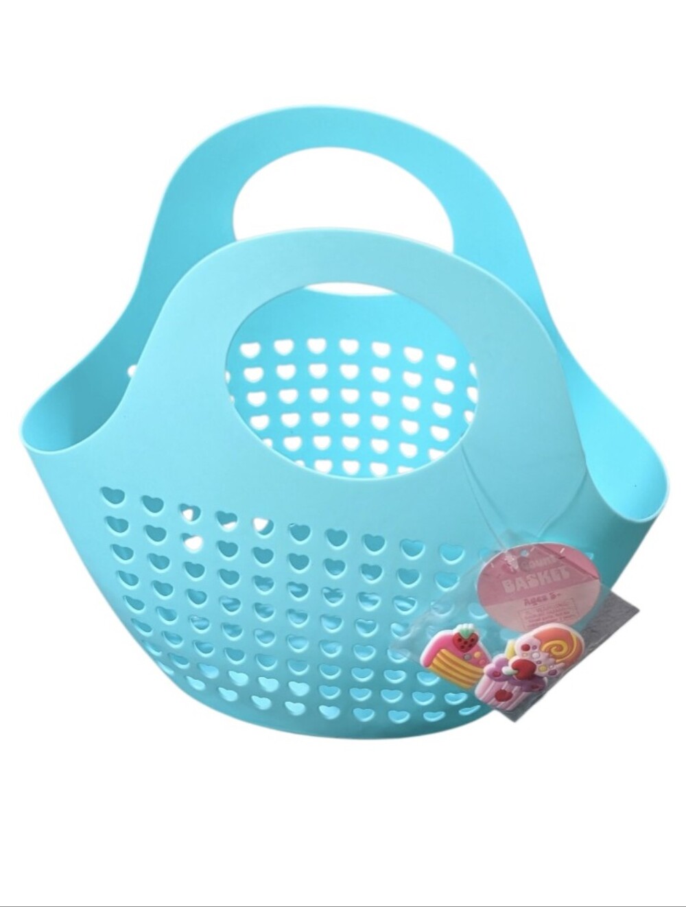 Blue Kids Heart-Pattern Carry Basket - Lightweight Toy Tote